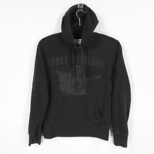 True Religion Hoodie Mens Small Black Buddha Pullover Sweatshirt Casual Outdoor
